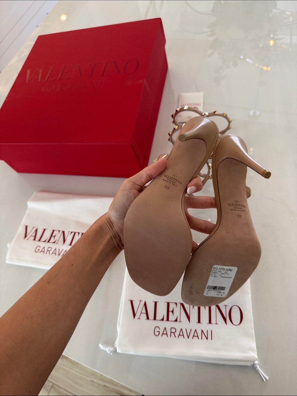 Brand new Valentino Garavani Nude Spiral Stud Ankle-Strap Stiletto Sandals - Picture 4 of 5